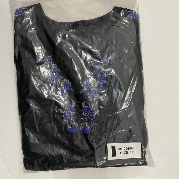 Ellos Embellished Black Top Size 12 New With Tags - Picture 12 of 12